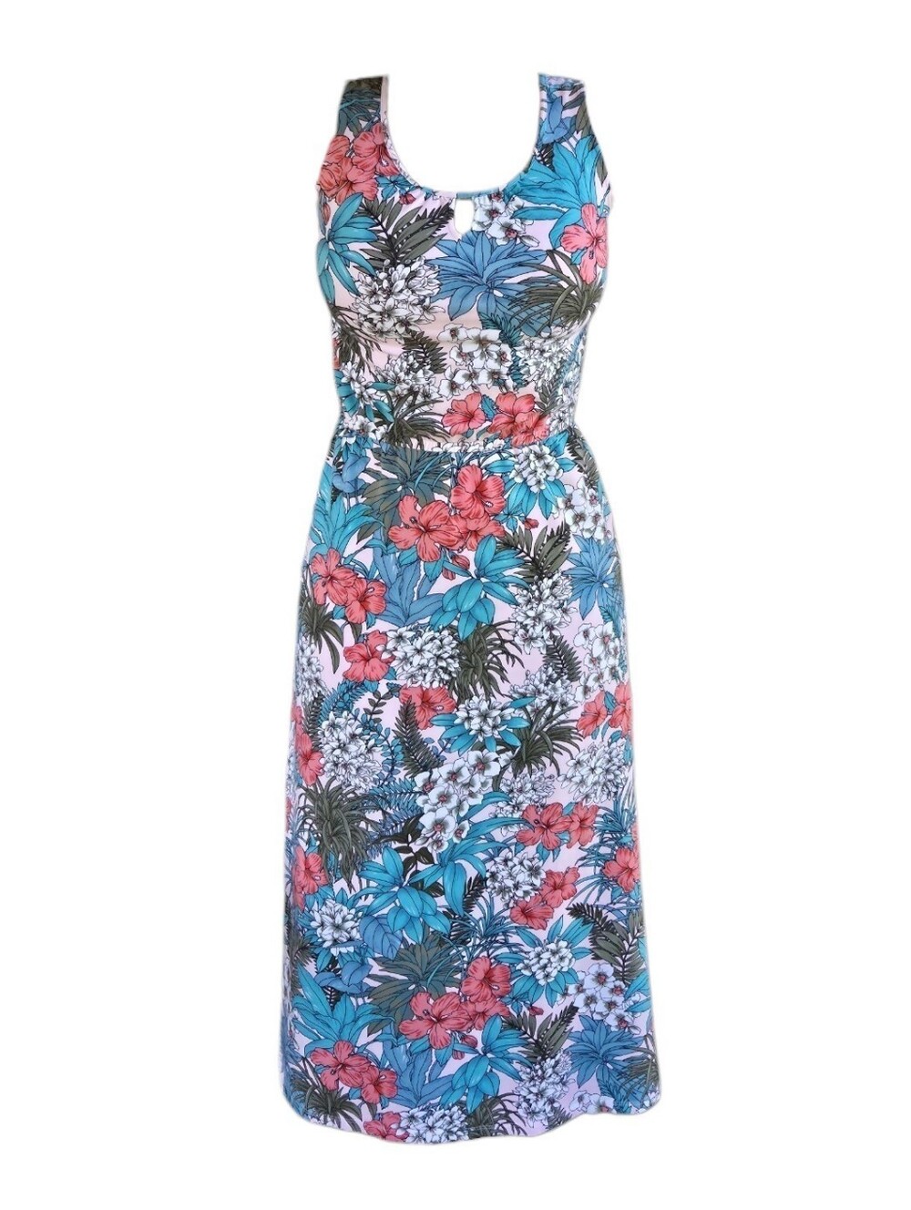 Talbots Petite Tropical Floral Jungle Jersey Sleeveless Maxi Dress - Size P